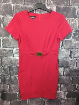 Vestido AGB Para Mujer Talla 8 Rojo Cinturón Bolsillos Elastizado Espalda Cremallera Usado en Excelente Condición! Foto 1 de 4