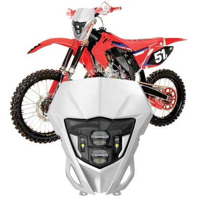 Farol de LED com tampa de máscara branca para Honda CR125 CR250 CRF110 CRF250R CRF450R - Imagem 1 de 4