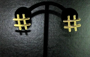 Pendientes hashtag vintage de metal dorado perforados - Imagen 1 de 4
