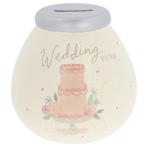 Pot of Dreams Wedding Cake Ceramic Money Pot – Break to Open Savings Jar Gift - Foto 1 di 1