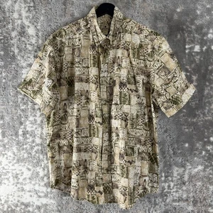 Woolrich Size L Aztec Abstract Casual Button Shirt Short Sleeve Collar - Picture 1 of 6