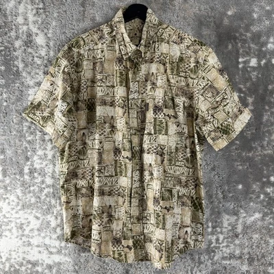 Woolrich Size L Aztec Abstract Casual Button Shirt Short Sleeve Collar - Image 1 of 4