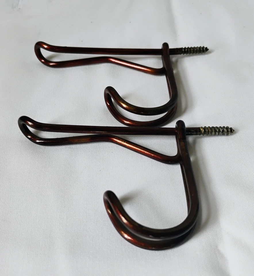 Japanned Copper Flash Antique Wire Iron Coat Hat Hooks lot of 2 - Image 1 of 3