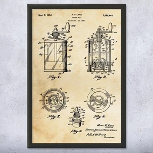 Pepper Mill Patent Wall Art Poster, Canvas or Framed Kitchen Decor Cooking Gift - Picture 1 of 15