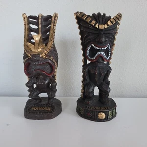 KC Company Hawaii Tiki Statues God Of Money & Long Life Tiki Aiea Hawaii  7" VTG - Picture 1 of 8