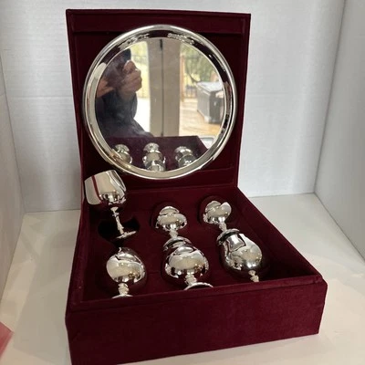 Vintage Godinger Silver Art Company - Set of 6 Cordials / Cups, Tray & Box - Image 1 of 4