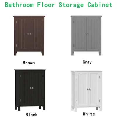 4 Colors Wooden Floor Cabinet Bathroom Storage Cabinet 2 Door Adjustable Shelf - Image 1 of 2
