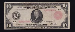 US 1914 $10 FRN New York Red Seal Note FR 893a Fine (488) - Picture 1 of 2