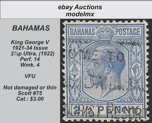 Bahamas - 1921-34, Sc#75, King George V, VFU - Sc.$3.00 - Picture 1 of 2