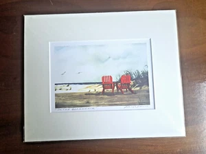 Signed Print Ardys Arlin Watercolors Belmont Maine "On The Boardwalk" 10" X 8" - Picture 1 of 3