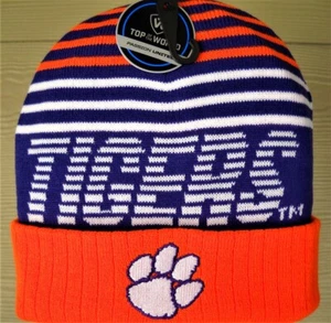 CLEMSON TIGERS UNISEX ADULT KNIT HAT CAP W? EMBROIDERED TIGER PAW LOGO ON CUFF * - Picture 1 of 3