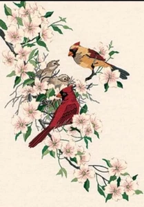 Dimensions Crewel Stickpackung 11"X15" - Cardinals In Dogwood 1516 - Bild 1 von 4
