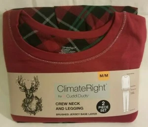 Cuddl Duds Climate Derecha Talla Mediana Rojo Cuadros Elastizado Terciopelo Cálido Conjunto de Capa Base - Imagen 1 de 3