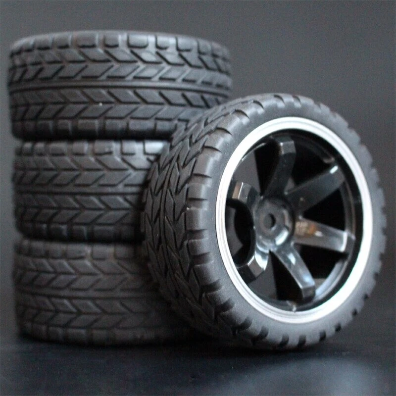 1/10 Onroad Rc Car Wheel & Rubber Tires For Hpi Rs4 Sprint2 Kyosho Pureten Fazer - Image 1 of 1