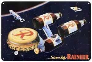 Starship Seattle CERVEZA, Gran Reproducción de Cerveza Publicitario METAL SIGNO, 12" x 8" - Imagen 1 de 2
