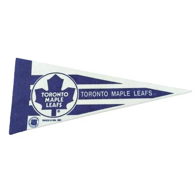 Vintage Toronto Maple Leafs NHL Felt Mini Pennant 4 x 9 NHL Mini Flag 1991 - Image 1 of 4