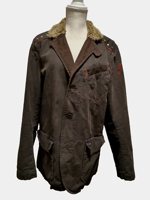 Chaqueta de Motociclista Militar Rara Energie by Sixty Hombres Marrón Lona Detalle Pana XXL Foto 1 de 4