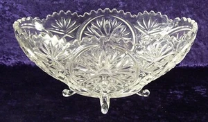 Impressive Large Oval Lead Crystal Center Piece Console Bowl - Picture 1 of 3