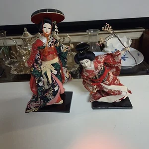 ANTIQUE c1890-1910s VINTAGE GEISHA Dolls - Picture 1 of 11