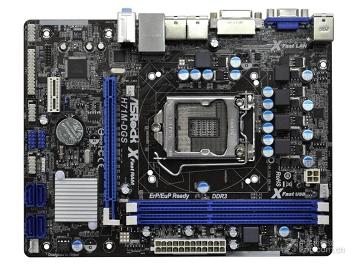 For ASROCK H71M-DGS motherboard H71 LGA1155 2*DDR3 16G DVI+VGA M-ATX Tested OK - Image 1 of 1