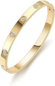 Shining Diva Fashion 18K Gold Plated Stainless Steel Openable Crystal Bracelet | - Picture 1 of 2