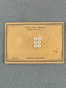 6 botones de vestir genuinos estilo perla océano hechos en EE. UU. en tarjeta original vintage - Imagen 1 de 3