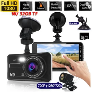 4" Dash Cam Car Camera Recorder Dual Front & Rear HD 1080P Night Vision +SD Card - Picture 1 of 9