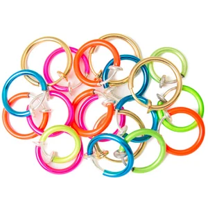 20 Pack Non Piercing Fake Hoops Ring Anodized Finish Lip Nose Cartilage and Ear - Picture 1 of 8