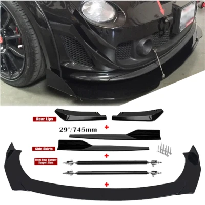 For Fiat 500 Front Rear Bumper Lip Spoiler Splitter+ Side Skirt Foto 1 de 4
