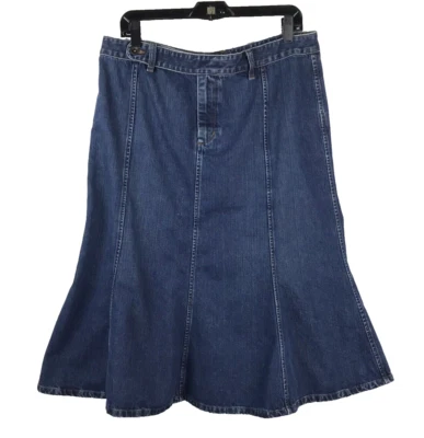 Falda Midi De Colección Lauren Jeans Company Talla 14 Azul Denim Acampanada Western Rodeo Y2K Foto 1 de 4