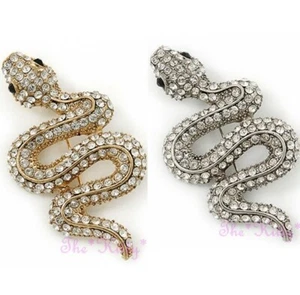 Sexy Serpiente Reptil Cleopatra Animal Declaración Swarovski Cristal Broche Pin - Imagen 1 de 19