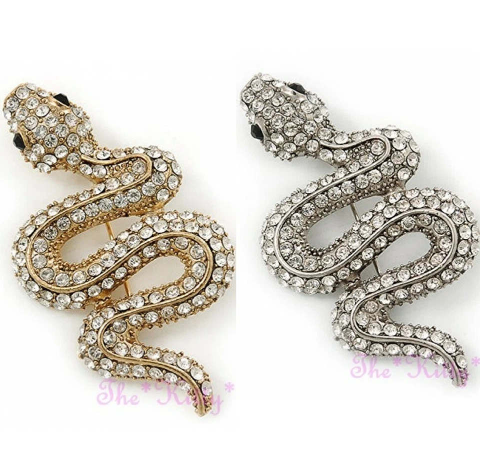 Sexy Serpiente Reptil Cleopatra Animal Declaración Swarovski Cristal Broche Pin - Imagen 1 de 1