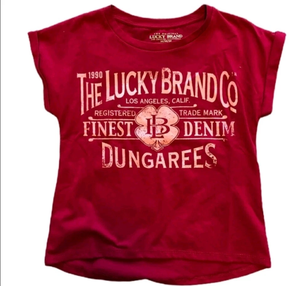 NWT Lucky Brand girls Denim Dungarees T-Shirt - Size Medium - Image 1 of 1