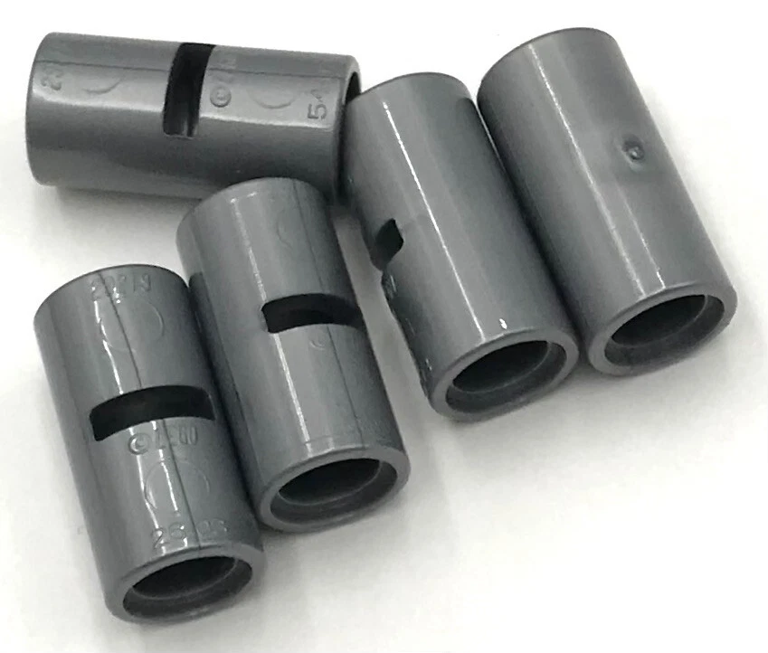 Lego 5 New Flat Silver Technic Pin Connectors Round 2L with Slot Pin Joiner - Image 1 of 1