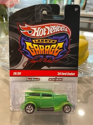 Hot Wheels Verde ’34 Ford Sedan Larry Garaje Serie Persecución Firma Real Rider - Imagen 1 de 3