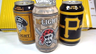3 latas de cerveza de hierro MLB Pittsburgh Pirates fondo abierto Jolly Roger 2016 Foto 1 de 4
