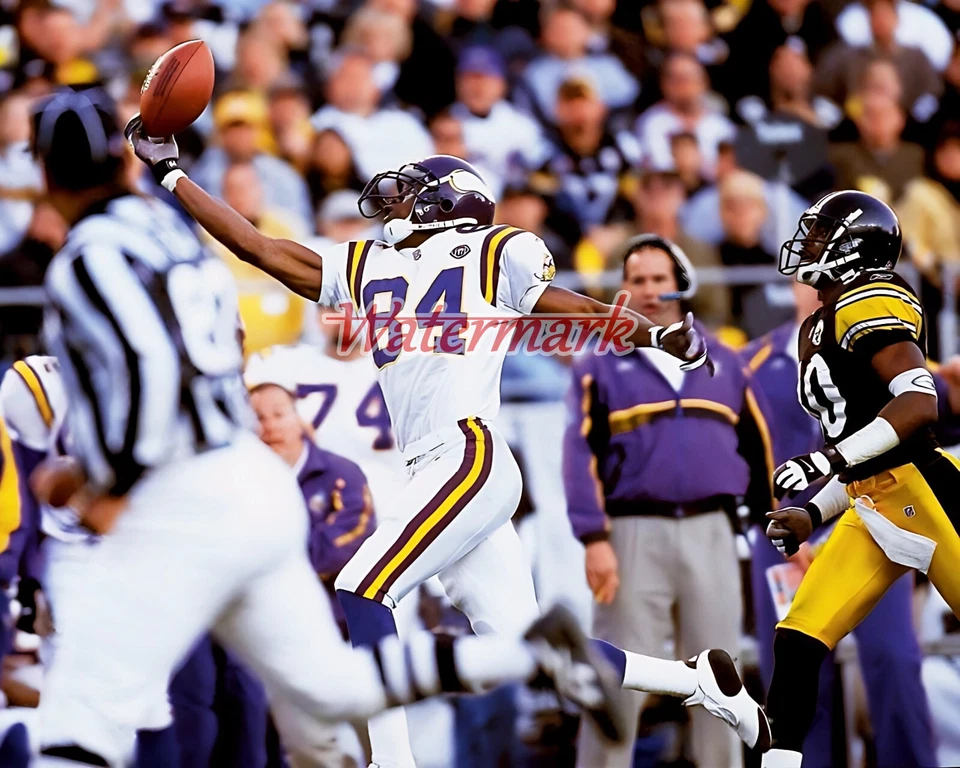 NFL Minnesota Vikings Randy Moss 1 Mano Agarre Color Juego Acción 8 X 10 Foto Foto 1 de 1