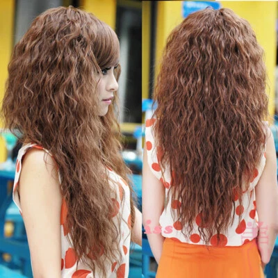 Hot Sell New Fashion Long Brown Wavy Women Lady Cosplay Hair Wig Wigs + Wig Cap - Image 1 of 4