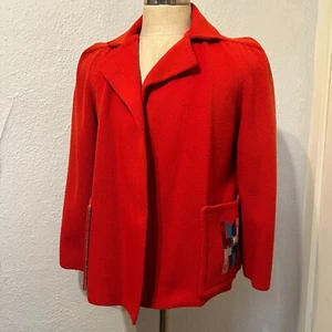 Vintage Chimayo Damen L XL Open Front Blanket Jacke Rot Western - Bild 1 von 15