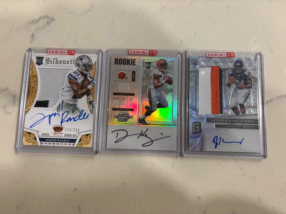 autographed collectors football cards joseph randale deshone kizer jordan howard - Image 1 of 2