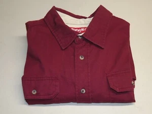 Wrangler Shirt Men L Red Maroon Button Up Pockets Comfort Flex Workwear - Picture 1 of 7
