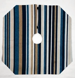 Blue Khaki Beige Stripes Christmas Tree Skirt - Afbeelding 1 van 1