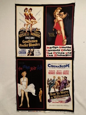 VTG Marilyn Monroe Fabric Panel Hollywood Icon Robert Kaufman 1985 Cinema Series - Image 1 of 4