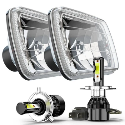 适用于 H6054 道奇 D150 D250 D350 对 5x7" 7x6" 铬 led 车头灯 高/低光束 — 第 1/4 张图片