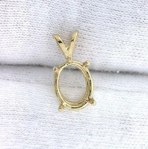 14Kt Yellow Gold 12x10 12mm x 10mm Oval Casted Prenotched Facet Pendant Mounting - Picture 1 of 2