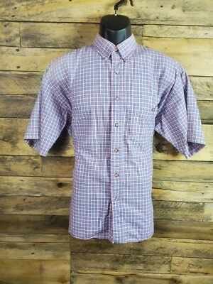 Van Heusen Button Down Shirt Men Large Blue Red White Chest 50" Length 28.5" - Image 1 of 4