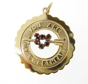 Charm M & M YOU ARE MY SWEETHEART Sterling Silver GP rnd tiered stones - Picture 1 of 7