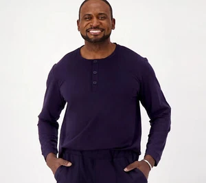 men w Crew Neck Long Sleeve Henley Navy L New - Picture 1 of 1