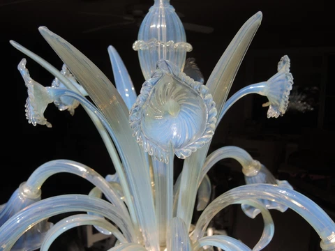 Magnificent  Vintage Italian Murano Glass Calla Lily Brass Chandelier Cover