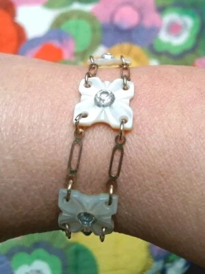 Vintage 1920s Art Deco Mother Of Pearl Bracelet. Sustainable. Gift Wrapped. - Image 1 of 4